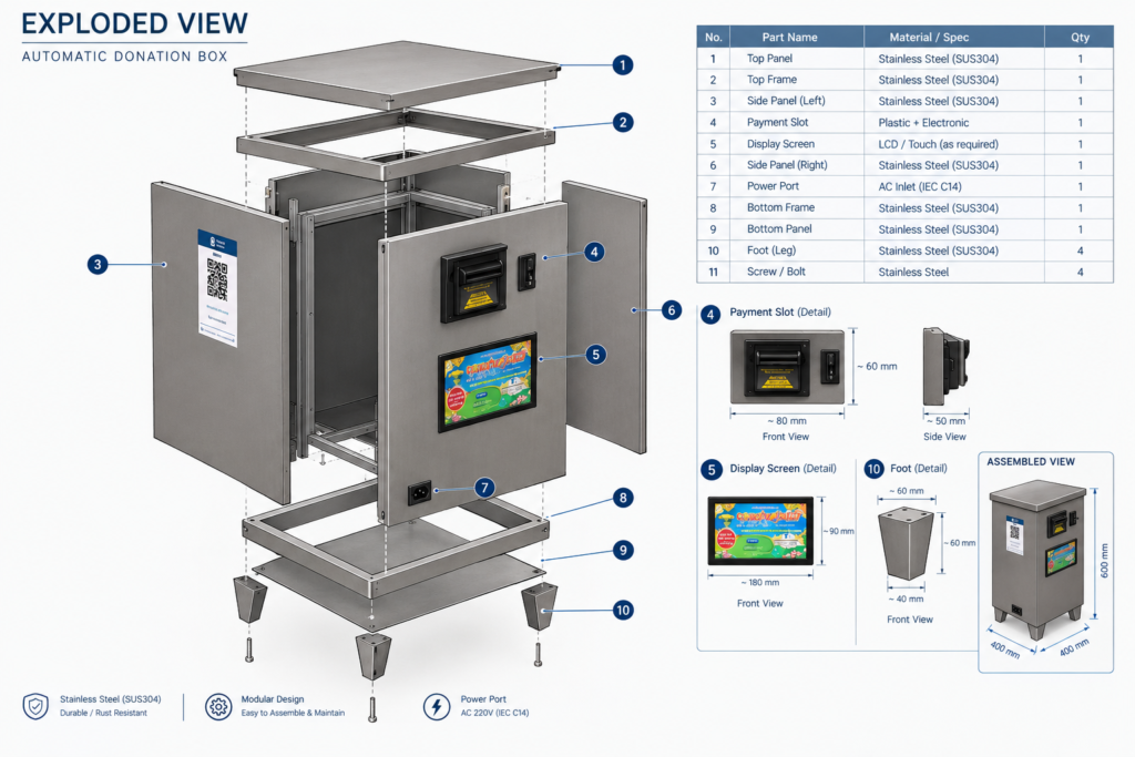 Automatic Donation Box Exploded View